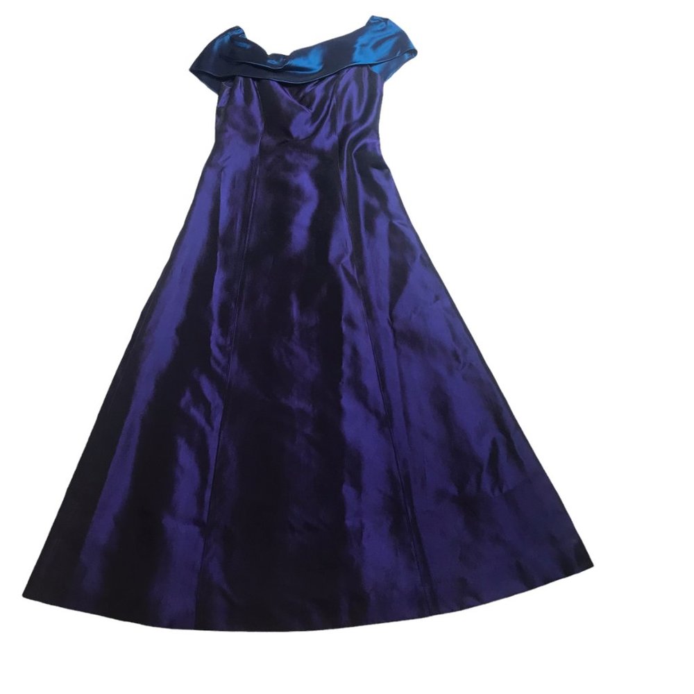 Long Metallic Blue Purple Dress Women's 4 Formal Evening Evan Picone